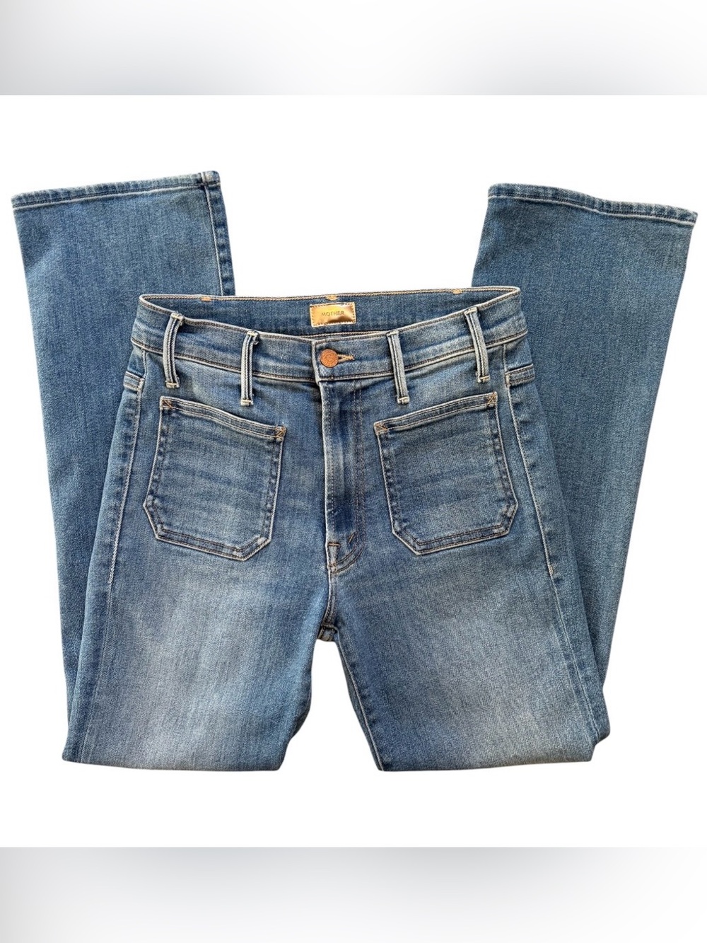 Mother Denim Patch Pocket Insider Ankle Happy Pill Wash